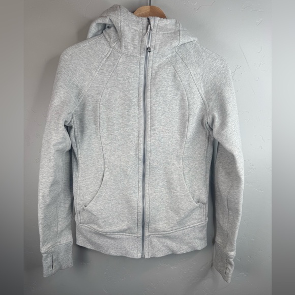 Lululemon Scuba Hoodie *Light Cotton Fleece Heathered Silver Lake Slub Size 6 - Picture 3 of 10